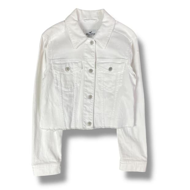 홀리스터 화이트 크롭 트러커 자켓 M