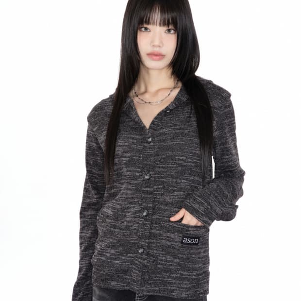 애즈온 SUNDAY HOOD CARDIGAN / CHARCOAL