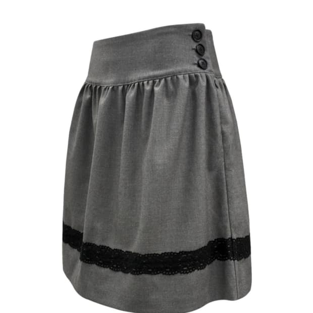 체메씨 레이스 미디 스커트 그레이