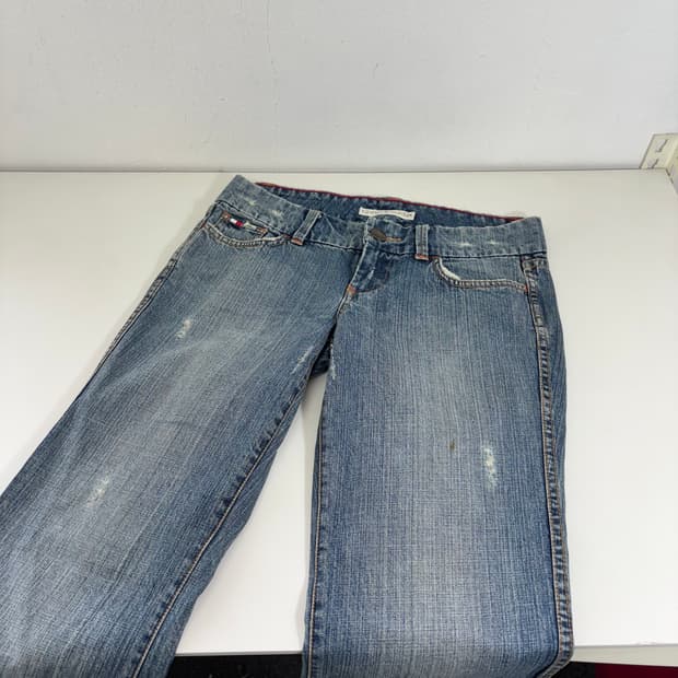 우먼L 타미힐피거 중청워시드 로우세미부츠컷 청바지