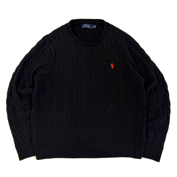 폴로 랄프로렌 신형 꽈배기 케이블 니트 블랙