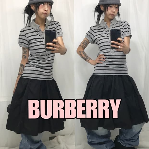 Burberry Blue Label Stripe Puff Top