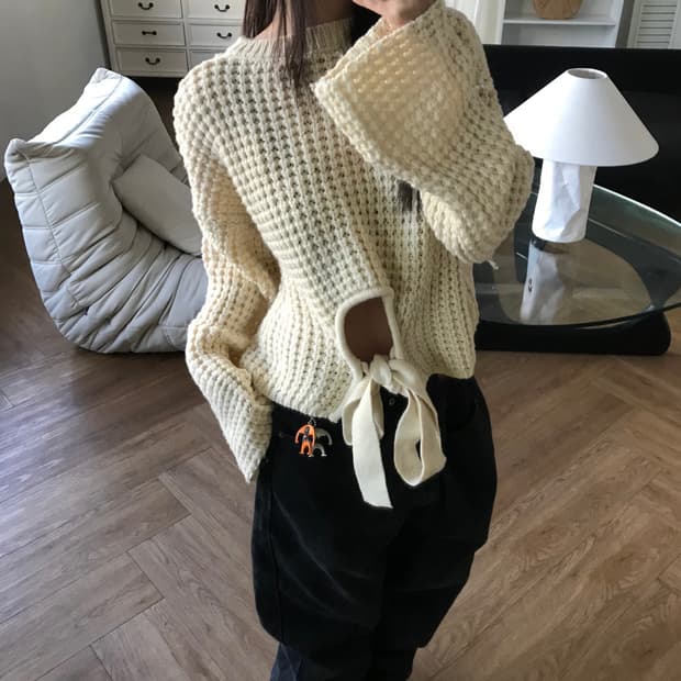 vintage ivory hole knit