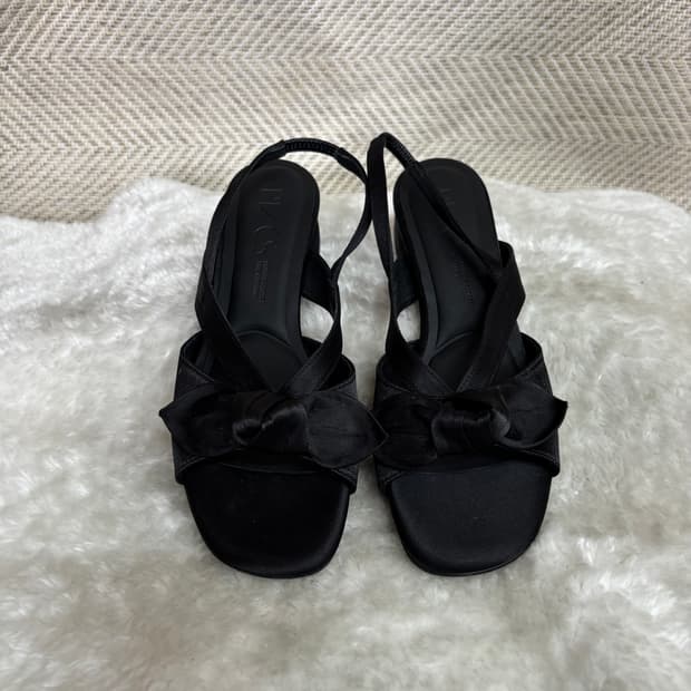 프라이빗 클로젯 블랙 새틴 리본 슬링백 샌들 240