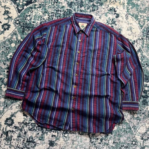 90s Th.usa terain 웨스턴 무드 스트라이프 셔츠(XL)