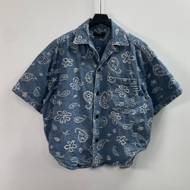 커스텀멜로우 데님 오픈카라 셔츠 (on.343)