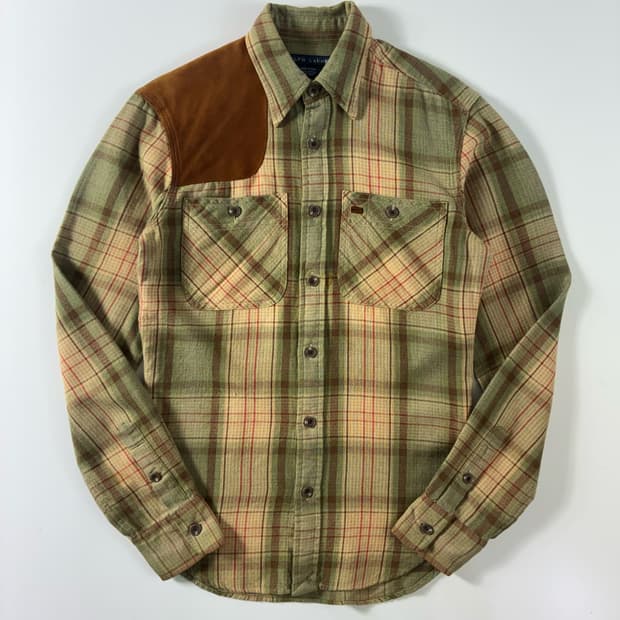 Polo  랄프로렌 숄더 스웨이드 코튼 울 체크 셔츠 