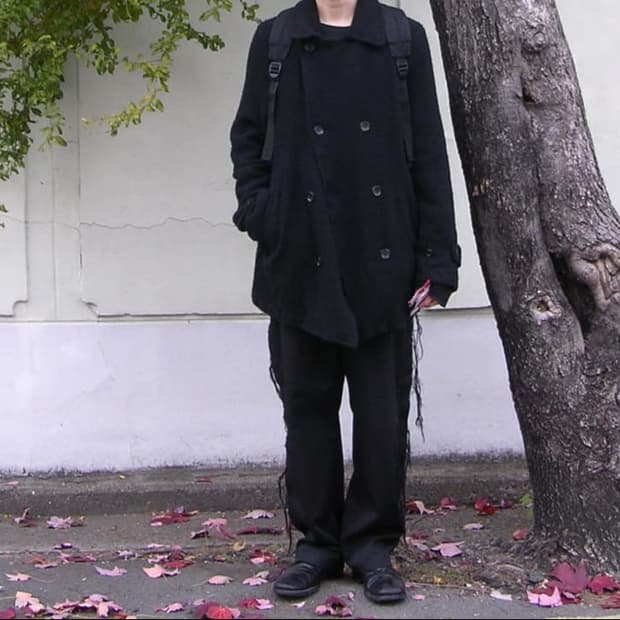 [L] 꼼데가르송셔츠 축융 울 피코트 블랙