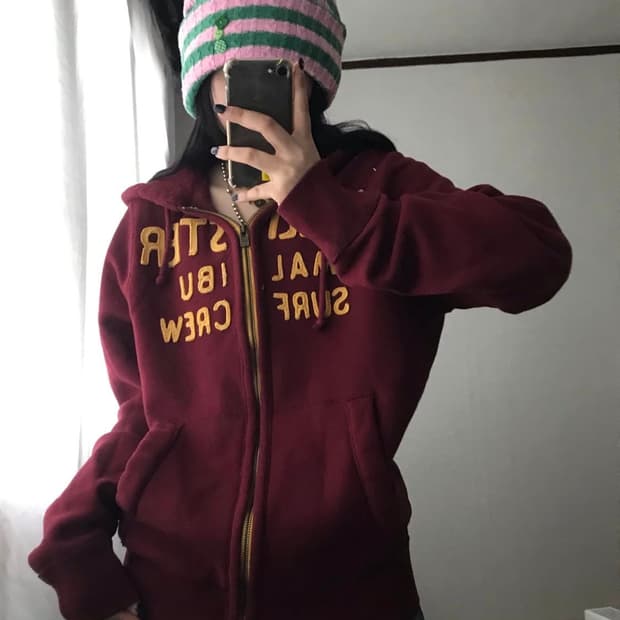 홀리스터 버건디 후드집업 