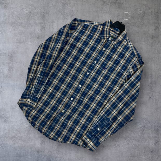 팀버랜드 스몰 로고 배색 체크 셔츠