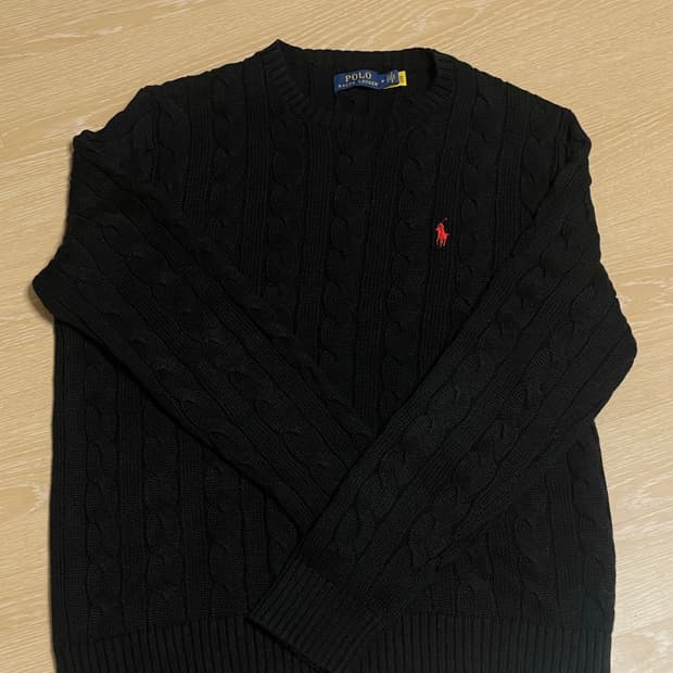 폴로 랄프로렌 블랙 꽈배기 니트 M