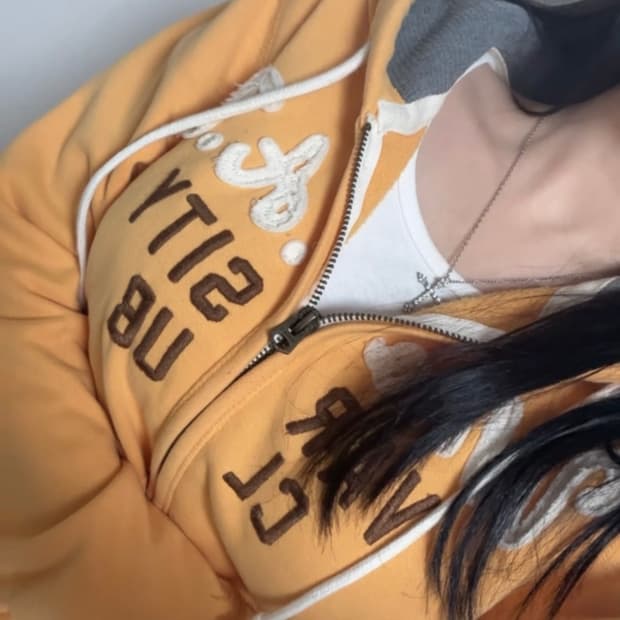 후아유 빈티지 옐로우 노란 후드집업