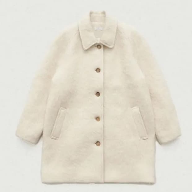 더바넷 스노우 화이트 하프 발마칸 코트