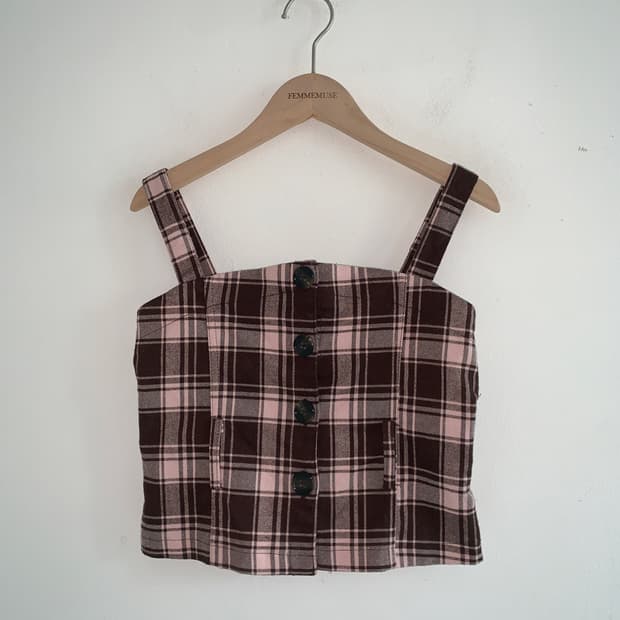 (Vintage)Check bustier top