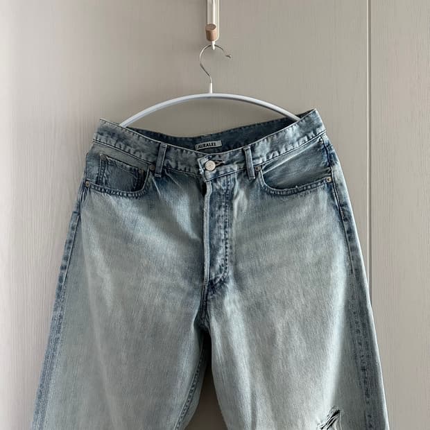 26SS 오라리 셀비지 페이디드 라이트 데님 와이드 30사이즈