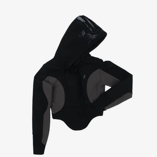 오호스 커브 그래픽 후드 블랙