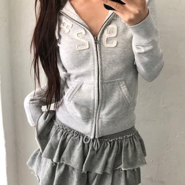 Abercrombie&Fitch 아베크롬비 패치로고 라이트그레이 후드집업