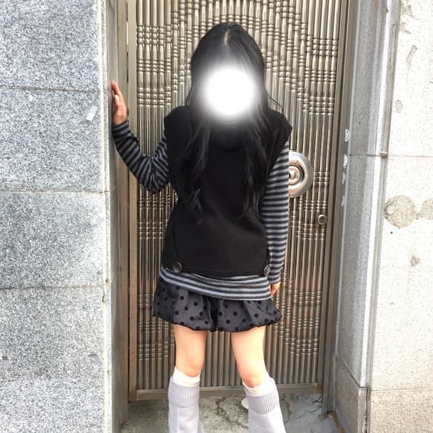 빈티지 블랙 도트 코디세트