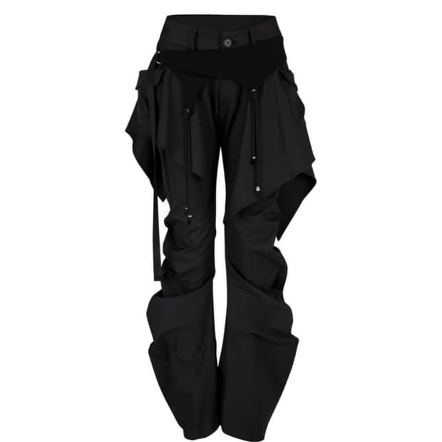 Kashiko Layered Strap Pants Khaki