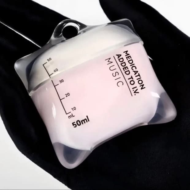 수심 에어팟 프로1/2 케이스 핑크 링거 수액 케이스