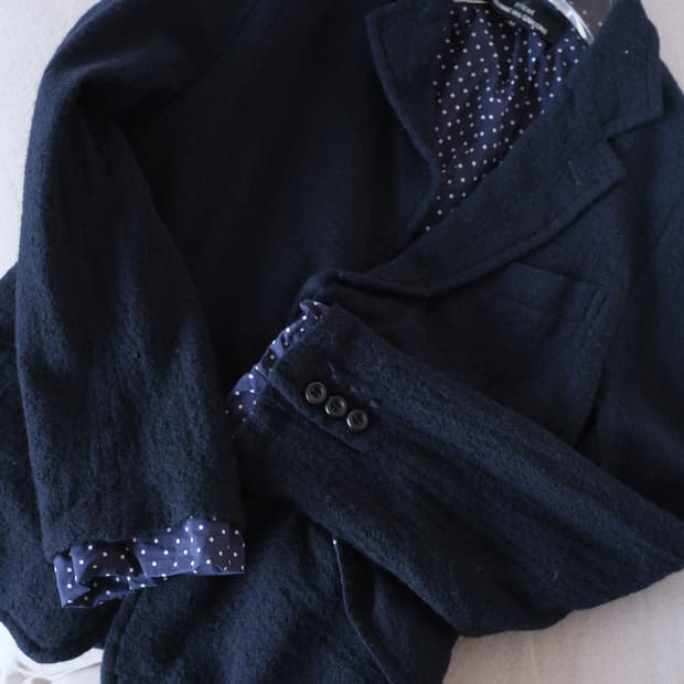 Shurunken wool dot lining wool jacket