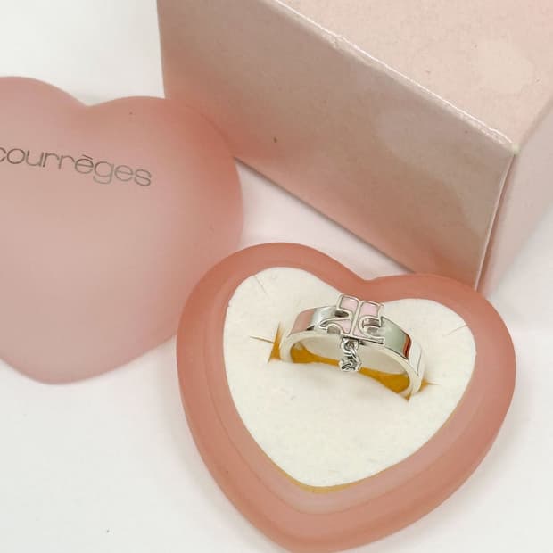 courreges / 꾸레쥬 핑크로고 실버925 반지