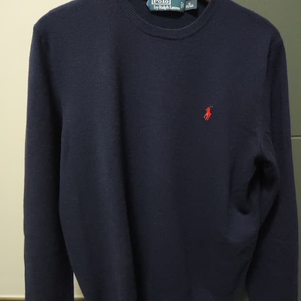 폴로 메리노울 네이비 니트