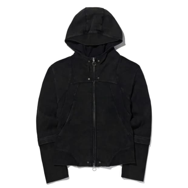 미스치프 롬버스 펀칭 후디 후드집업 블랙