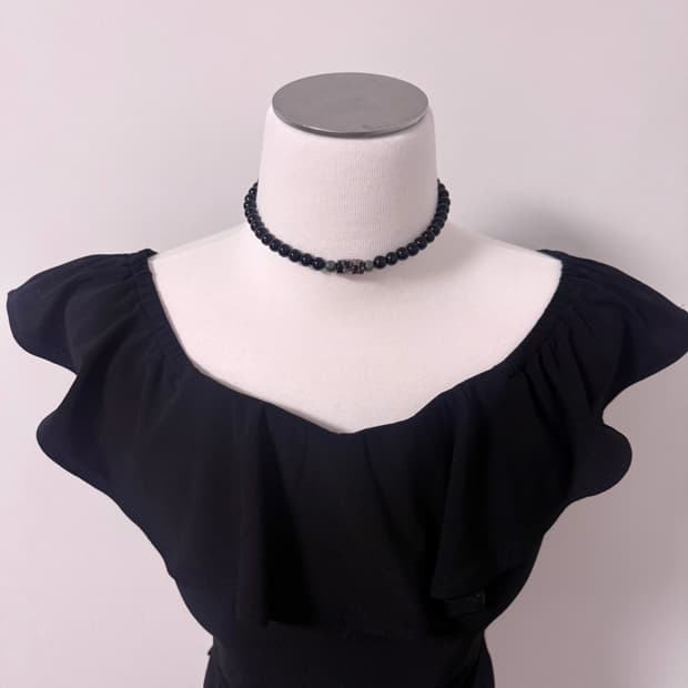 viburnum shop 오리엔탈 장미 초커 목걸이(블랙/옥)