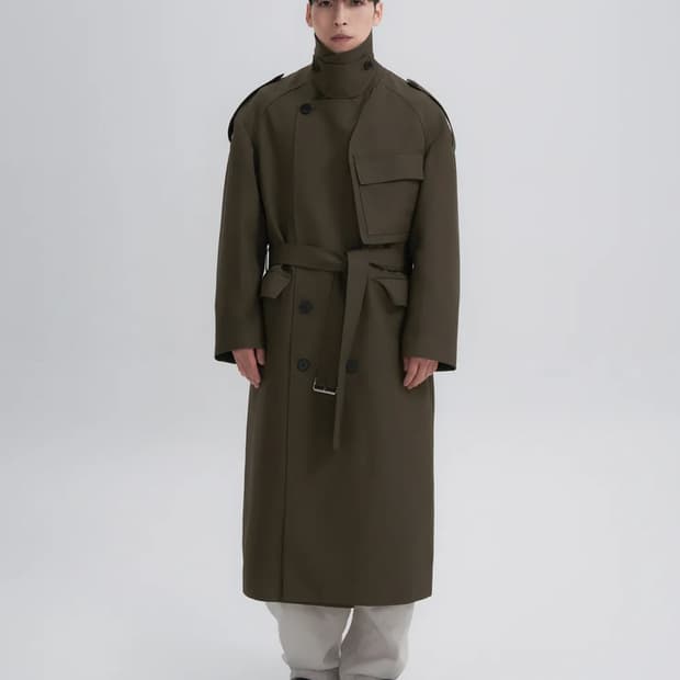 [깡스타일리스트 콜라보] SASAKI 더블 포켓 트렌치 코트 DARK K