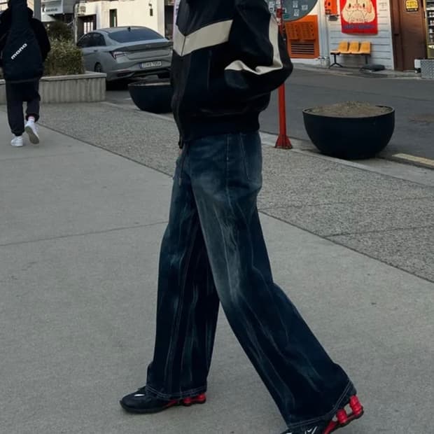 라퍼지스토어 버프워시 버핑레더 인시전 바이커 자켓