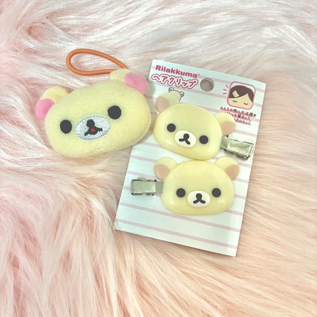 코리락쿠마 머리끈 헤어클립 세트 라떼갸루 히메갸루