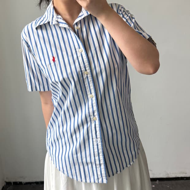 [M] 폴로 스트라이프 반팔 셔츠