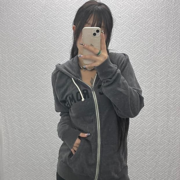 아베크롬비 올드스쿨 약오버핏 아치로고 후드집업 M C07770