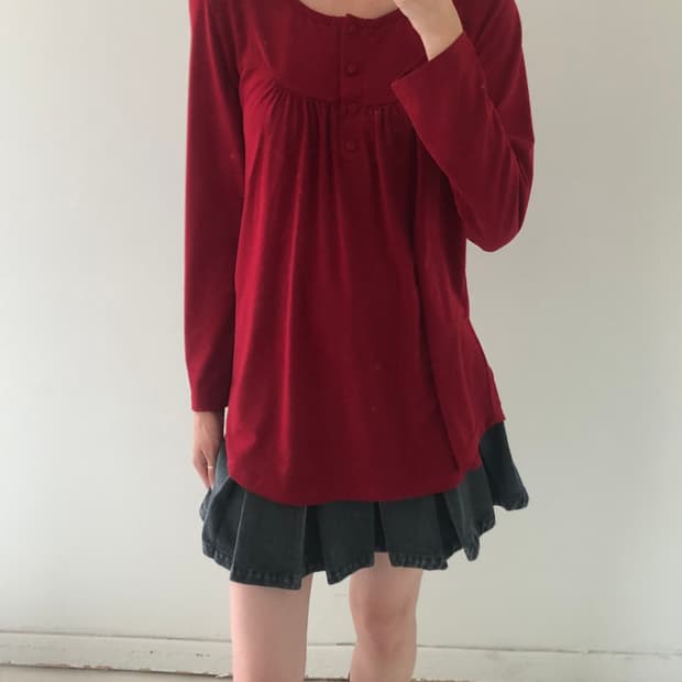 일본빈티지 레드 롱슬리브