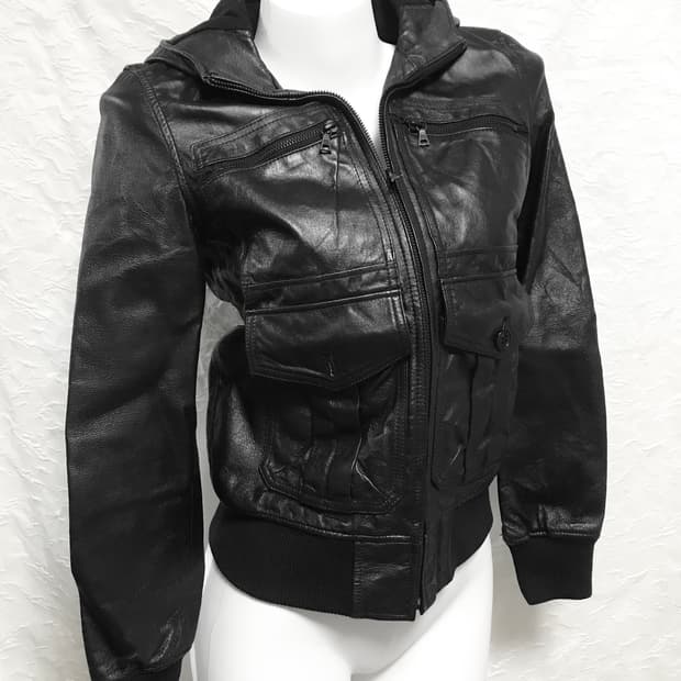 택포•빈티지 히스테릭글래머 돈피 리얼 레더 후드 봄버 자켓