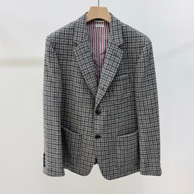 [S+급/1] 톰브라운 체크 패턴 클래식 울 블레이저 자켓