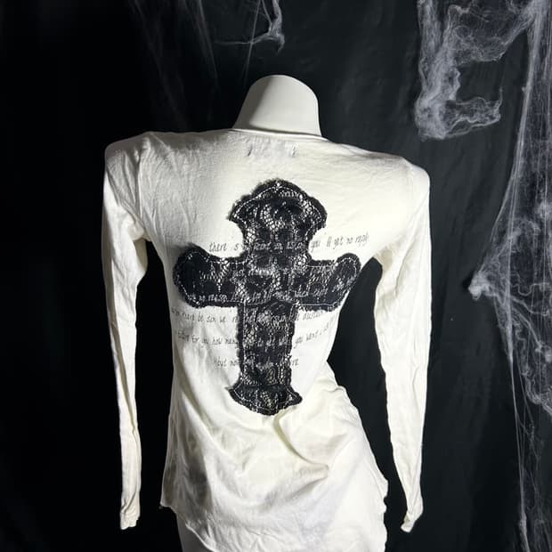 navana black lace cross unbal sleeve