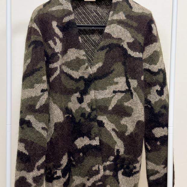 생로랑 14fw 카모 모헤어 가디건 m