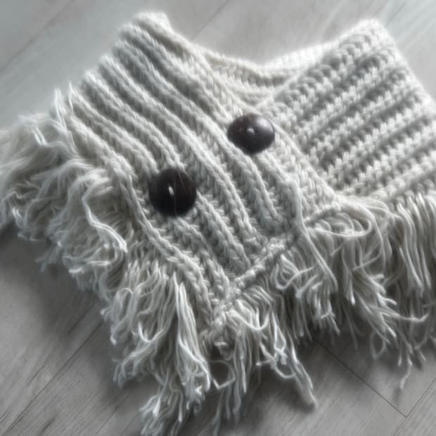 빈티지 아이보리 어깨 머플러