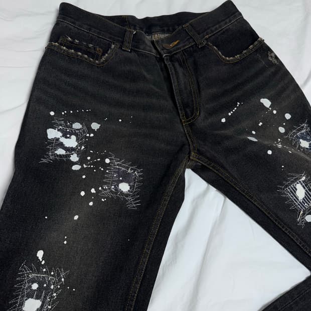 빈티지 스티치  워싱 데님