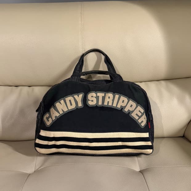”CANDY STRIPPER" lettering tote bag