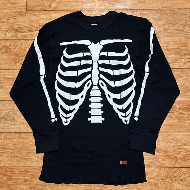 슈프림 헤인즈 본즈 써멀 크루 블랙 L