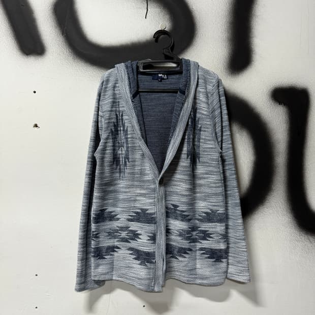 VTG 빈티지 노르딕 나바호 패턴 그런지 후드 니트 가디건