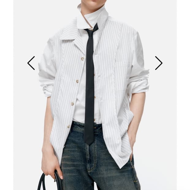 앤더슨벨 오픈카라 레이어드 셔츠