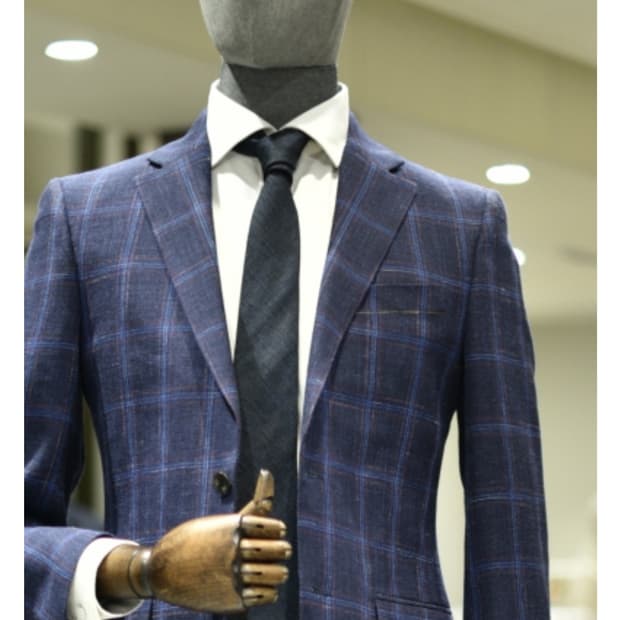 [BON] 이태리 까노니코 원단 네이비 체크 정장 (95사이즈)