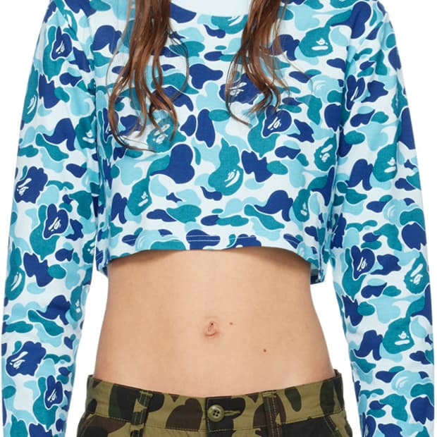 블루 ABC 카모 롱 슬리브 티셔츠 cams