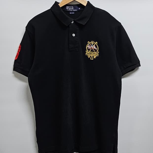 폴로랄프로렌 블랙 반팔카라티 커스텀로고 M