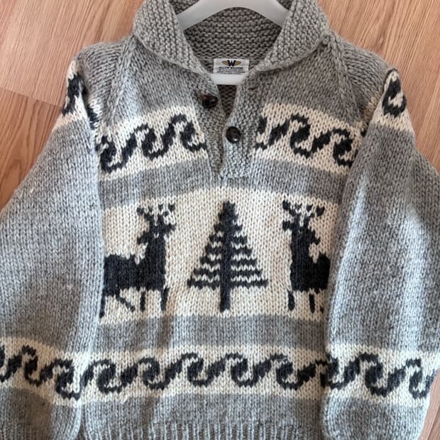 빈티지 대장템 그레이 사슴 코위찬 니트
