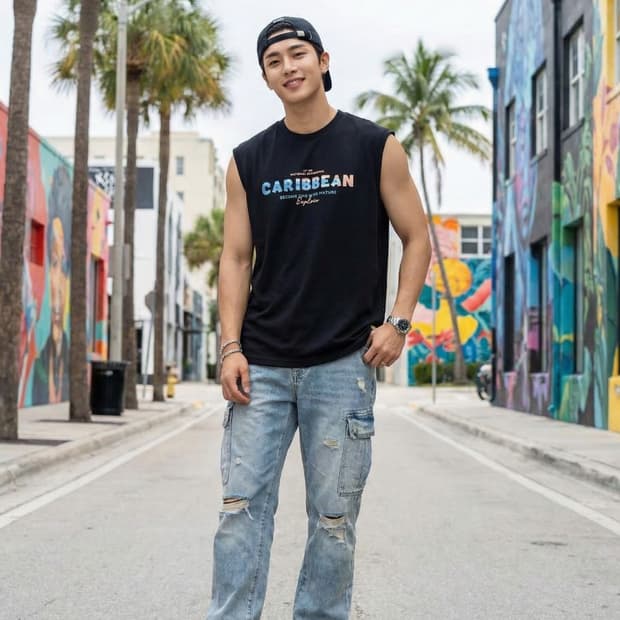 내셔널지오그래픽 캐리비안&MUSA 그래픽 슬리브리스